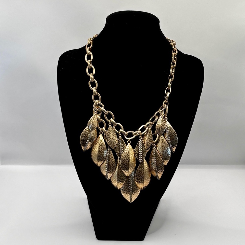 NWT Macy's Elegant Gold Necklace with rhinestone accents!